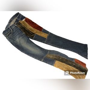 Lucent boot cut Cordaroy patchwork denim jeans. Size small vintage item